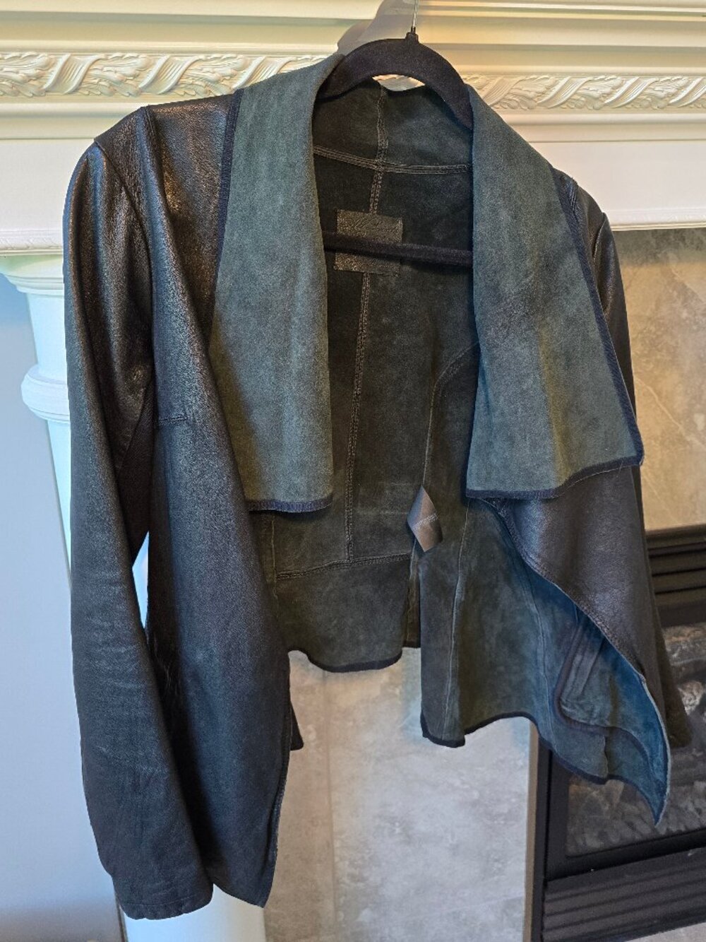 AllSaints Spitalfields "Walker" mixed Leather &Suede DrapeJacket